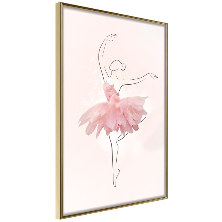 Wall Poster Dancer - Lineart of a Ballerina in a Dress Made of Pink Flower Petals 148557 additionalImage 5