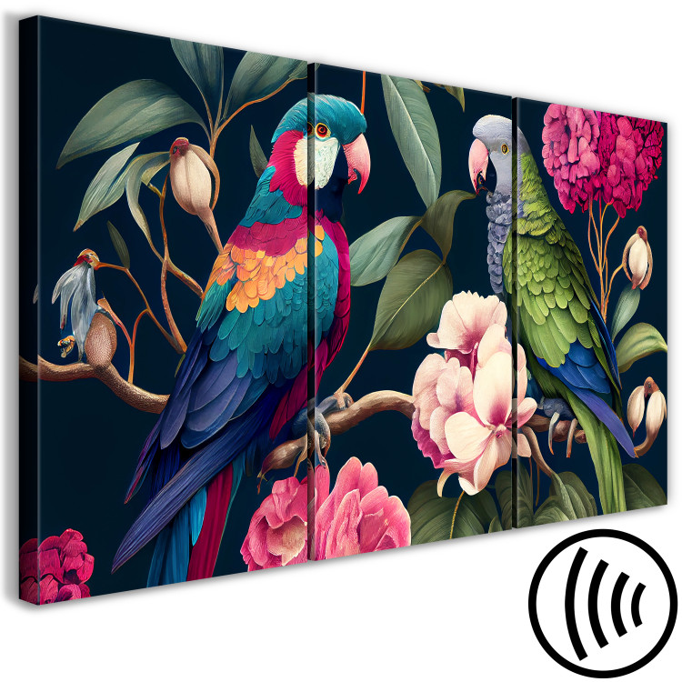 Canvas Print Tropical Birds - Exotic Parrots Among Blooming Trees 149857 additionalImage 6