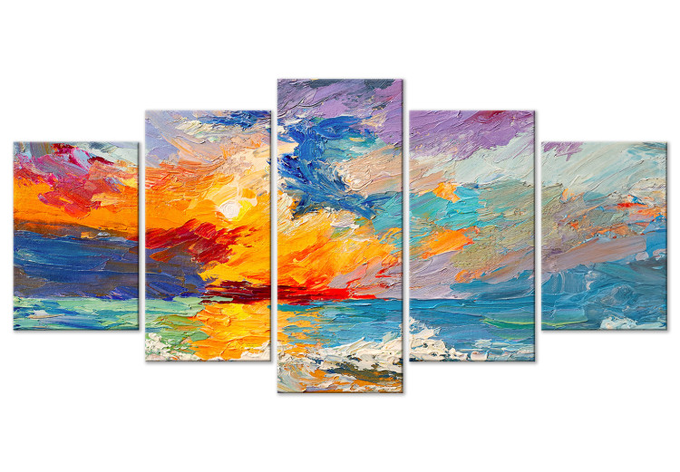 Canvas Art Print Seascape - Painterly Composition With the West in Vivid Colors 151857