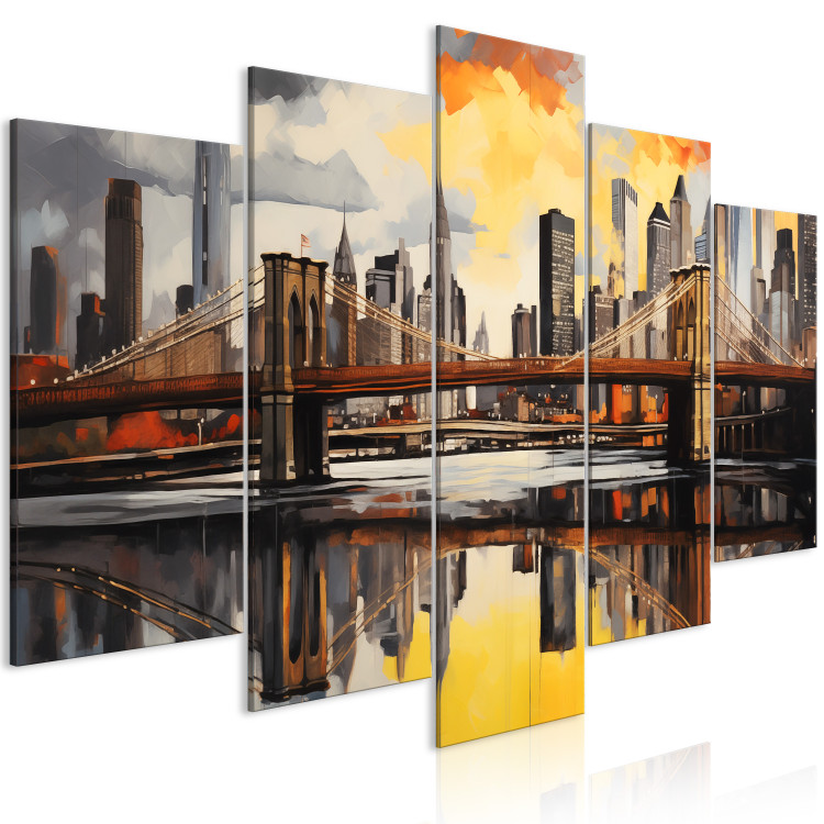 Canvas Art Print A View of Brooklyn - A Cityscape With a Bridge Against a Backdrop of Architecture 151957 additionalImage 2