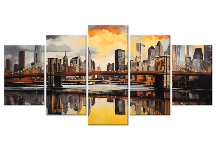 Canvas Art Print A View of Brooklyn - A Cityscape With a Bridge Against a Backdrop of Architecture 151957