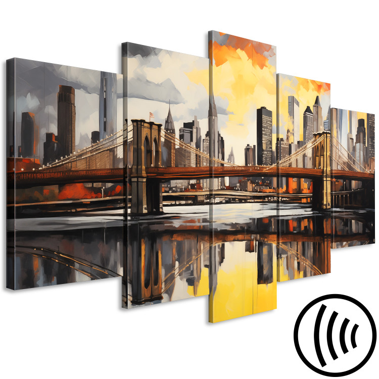 Canvas Art Print A View of Brooklyn - A Cityscape With a Bridge Against a Backdrop of Architecture 151957 additionalImage 6