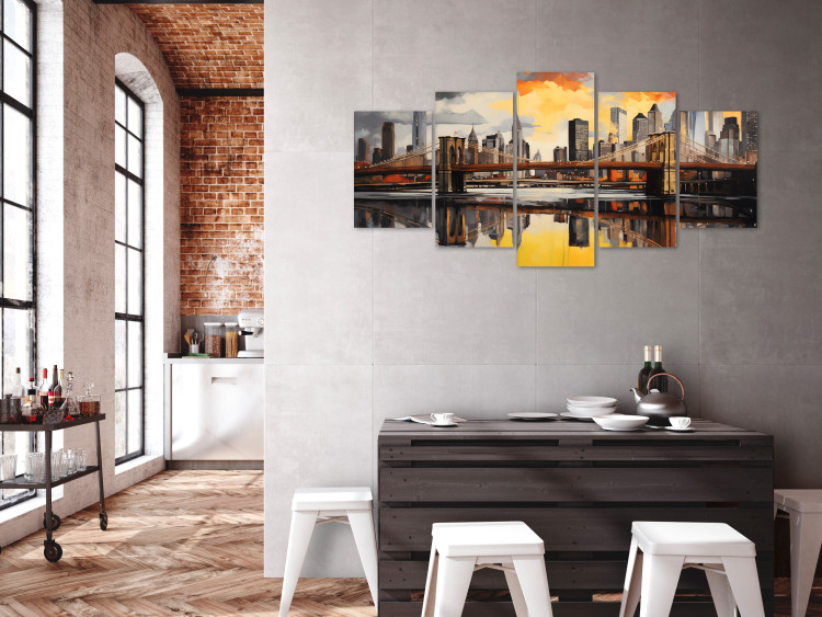 Canvas Art Print A View of Brooklyn - A Cityscape With a Bridge Against a Backdrop of Architecture 151957 additionalImage 3