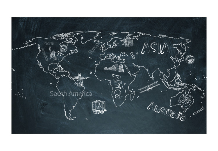 Photo Wallpaper World Map - sketch of continents on a black background 59957 additionalImage 1