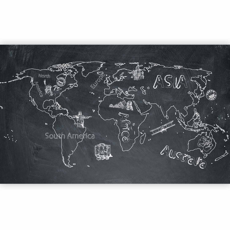 Photo Wallpaper World Map - sketch of continents on a black background 59957 additionalImage 5