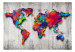 Photo Wallpaper A colourful world - watercolour style world map on a fashionable concrete background 63957 additionalThumb 1