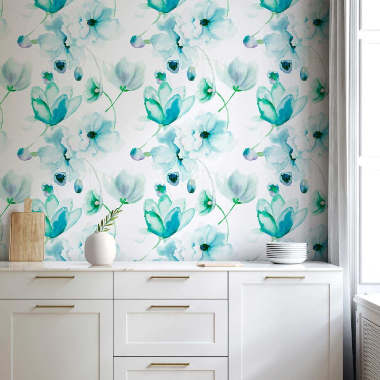 Modern Wallpaper Turquoise Flowers 89757 additionalImage 8