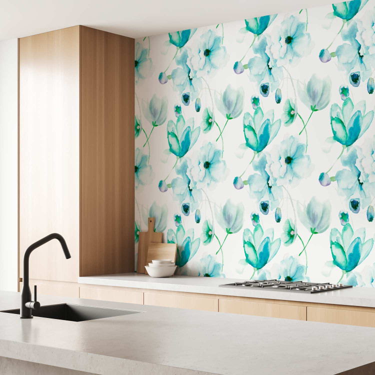 Modern Wallpaper Turquoise Flowers 89757 additionalImage 9