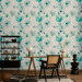 Modern Wallpaper Turquoise Flowers 89757 additionalThumb 5