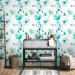 Modern Wallpaper Turquoise Flowers 89757 additionalThumb 10
