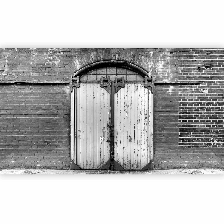 Wall Mural Door on brick - urban architecture in black and white style 89857 additionalImage 1