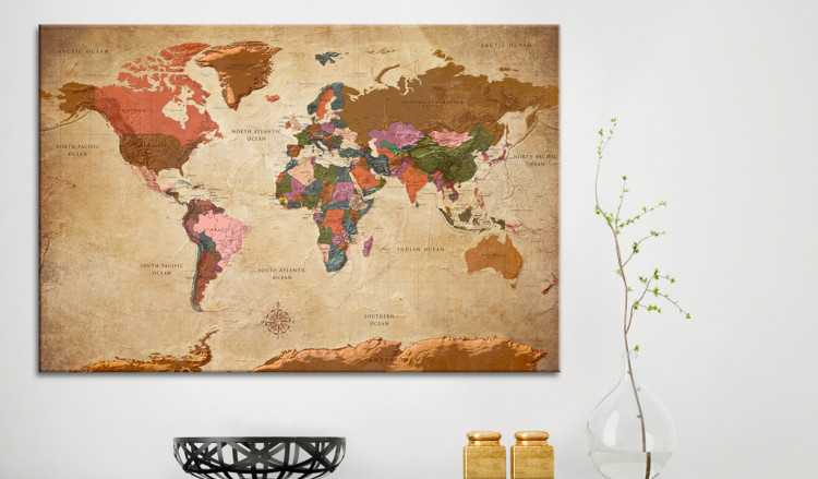 Decorative Pinboard World Map: Brown Elegance [Cork Map] 96057 additionalImage 3