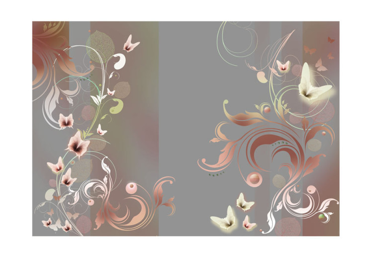 Wall Mural Composition with neutral colours - ornaments with floral patterns 97157 additionalImage 1