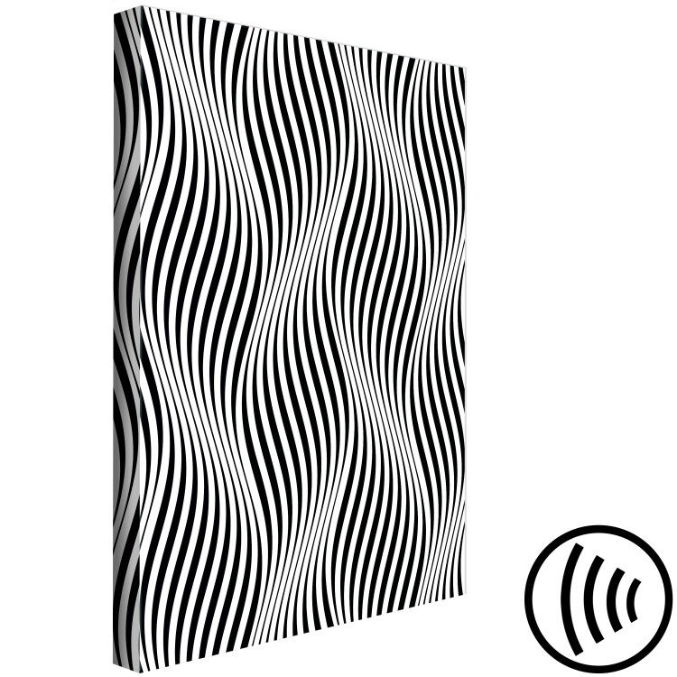 Canvas Art Print Psychedelic Waves (1-part) - Abstraction in Black and White Background 115067 additionalImage 6