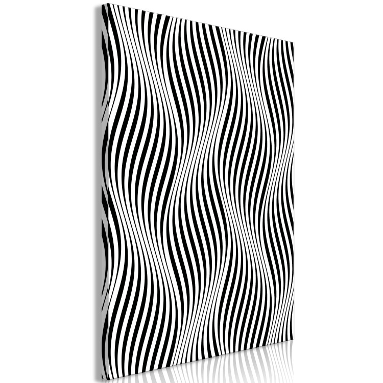 Canvas Art Print Psychedelic Waves (1-part) - Abstraction in Black and White Background 115067 additionalImage 2