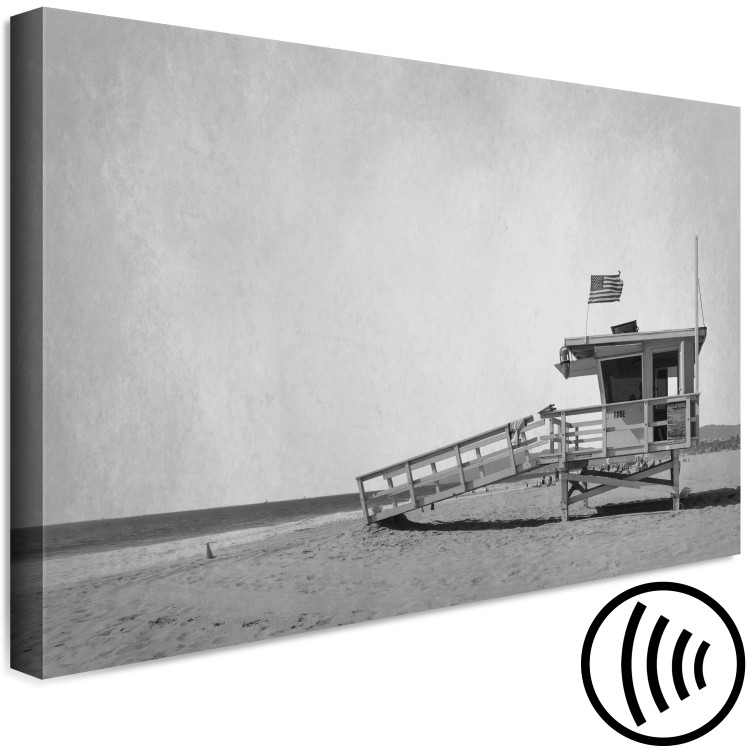 Canvas Print Safety- black and white photograph of a lifeguard booth on the beach 116367 additionalImage 6