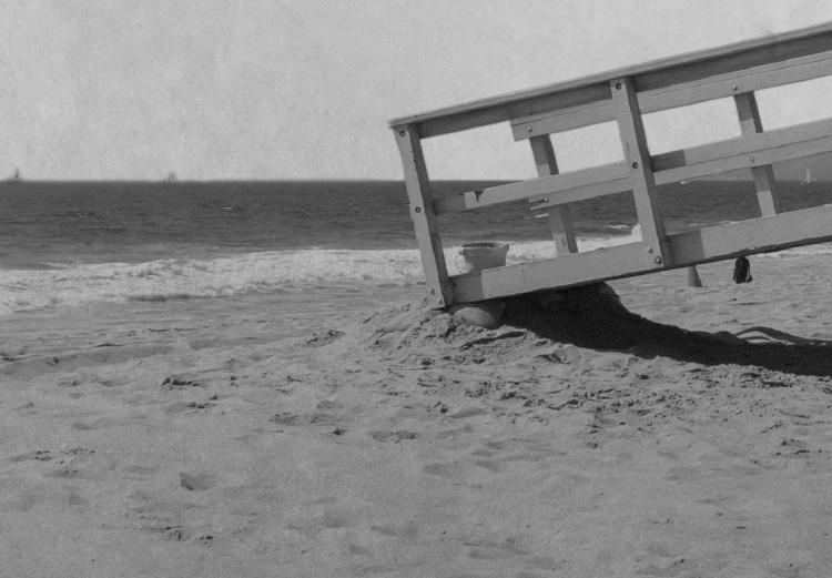 Canvas Print Safety- black and white photograph of a lifeguard booth on the beach 116367 additionalImage 4