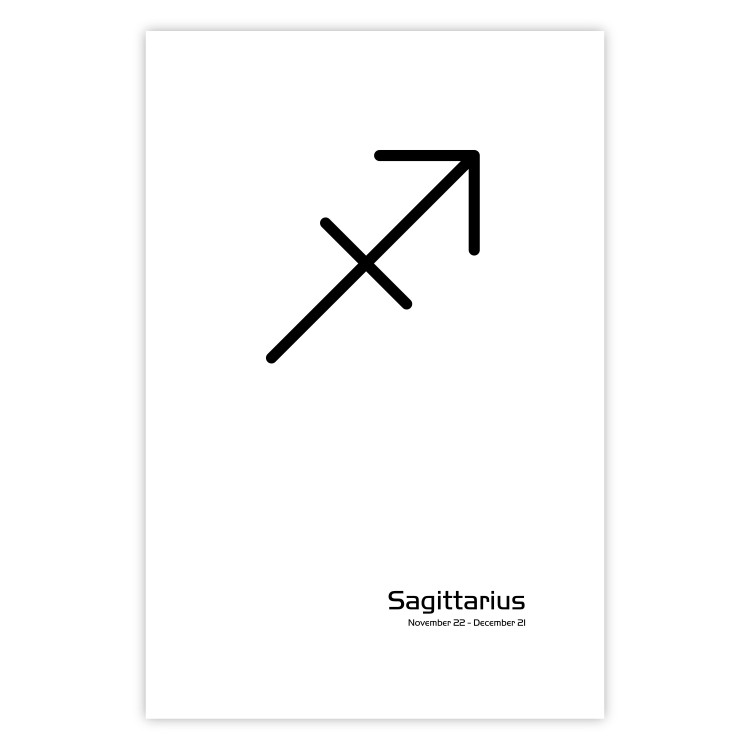 Wall Poster Sagittarius - simple black and white composition with zodiac sign and text 117067 additionalImage 18