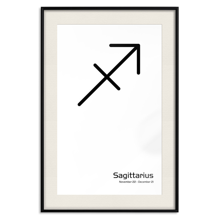 Wall Poster Sagittarius - simple black and white composition with zodiac sign and text 117067 additionalImage 23