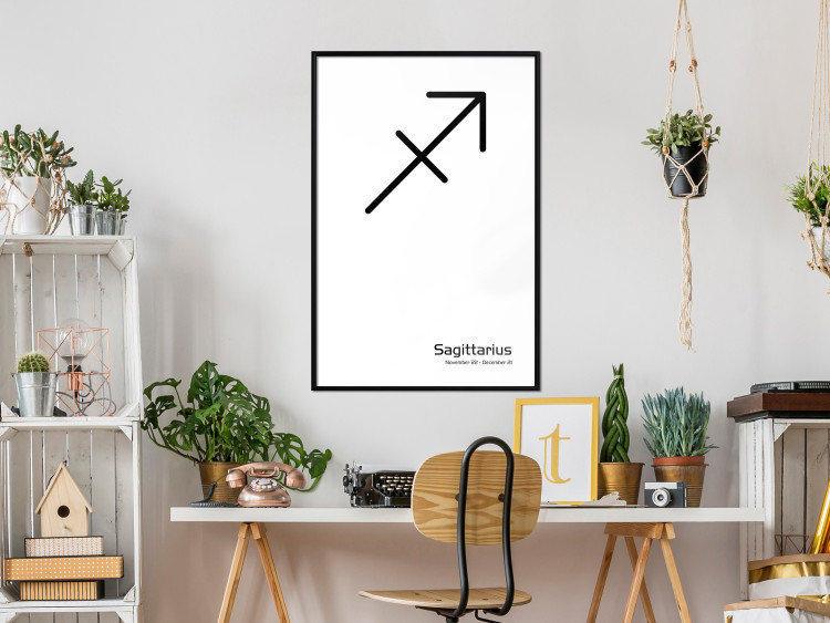 Wall Poster Sagittarius - simple black and white composition with zodiac sign and text 117067 additionalImage 5