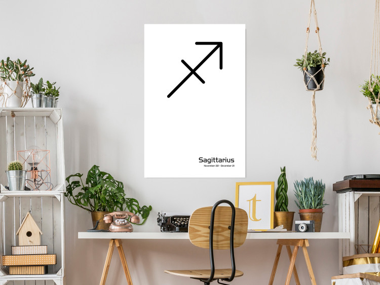 Wall Poster Sagittarius - simple black and white composition with zodiac sign and text 117067 additionalImage 16
