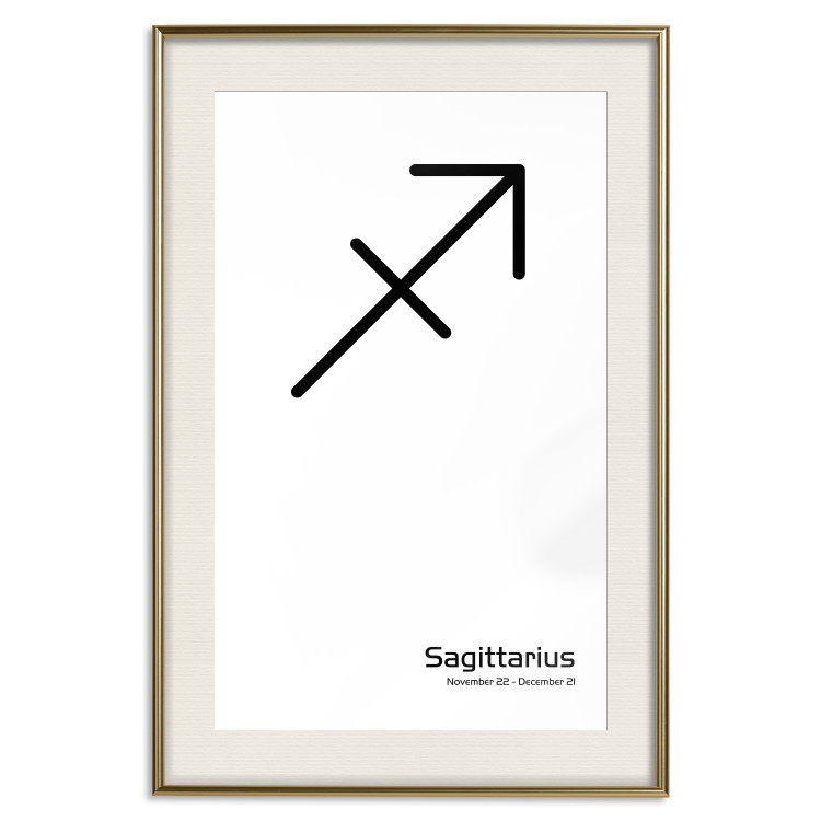 Wall Poster Sagittarius - simple black and white composition with zodiac sign and text 117067 additionalImage 24