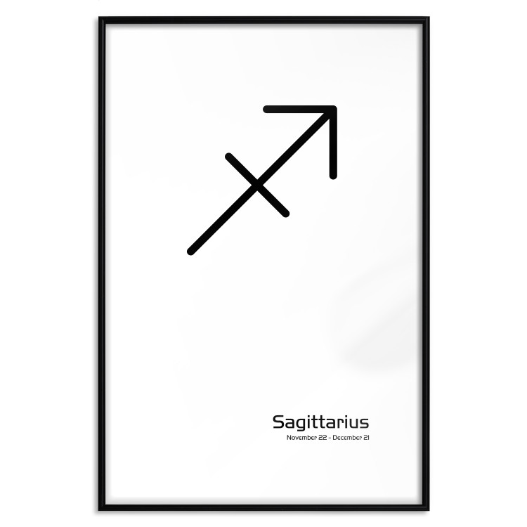 Wall Poster Sagittarius - simple black and white composition with zodiac sign and text 117067 additionalImage 26