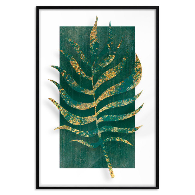 Wall Poster Exclusive Nature - composition on white with emerald-golden leaf 117567 additionalImage 15