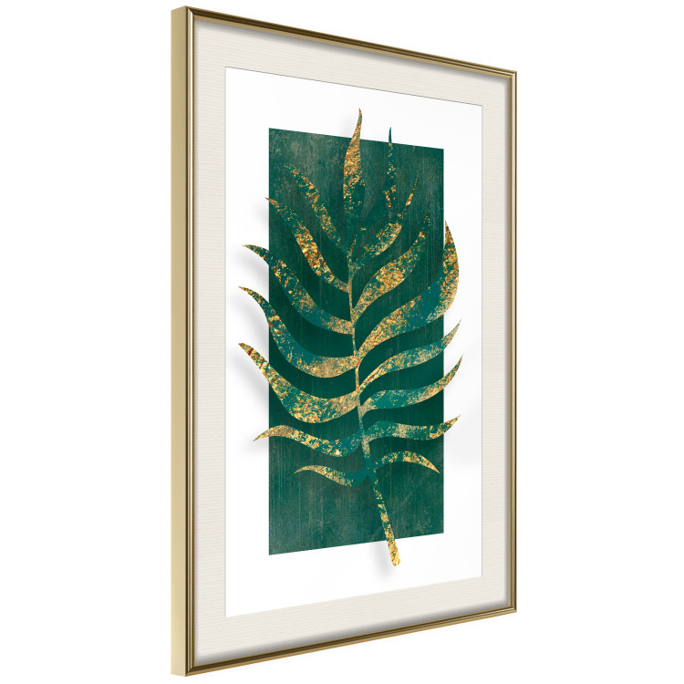 Wall Poster Exclusive Nature - composition on white with emerald-golden leaf 117567 additionalImage 2