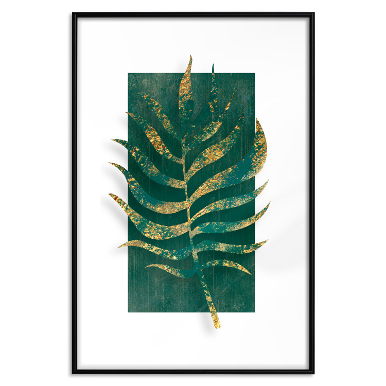 Wall Poster Exclusive Nature - composition on white with emerald-golden leaf 117567 additionalImage 18