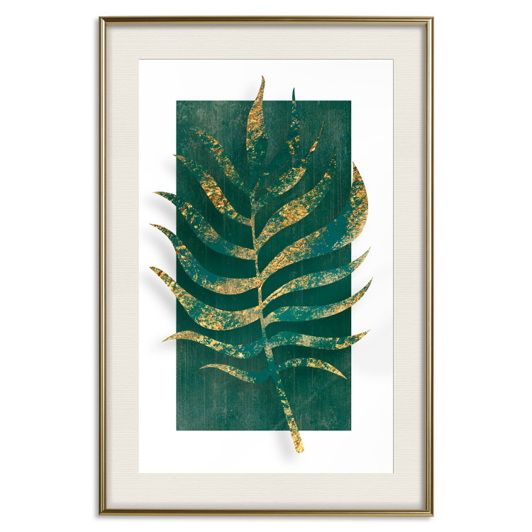 Wall Poster Exclusive Nature - composition on white with emerald-golden leaf 117567 additionalImage 27