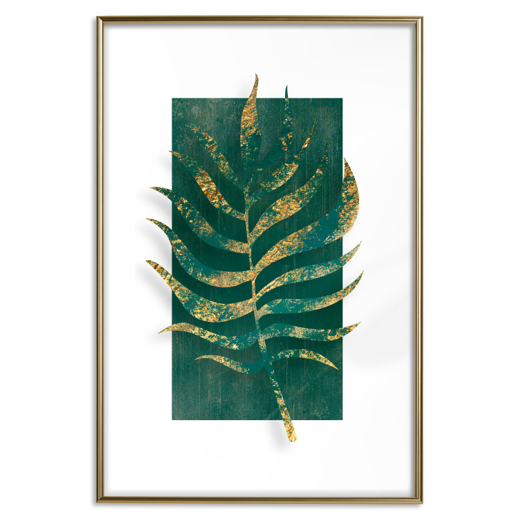 Wall Poster Exclusive Nature - composition on white with emerald-golden leaf 117567 additionalImage 17