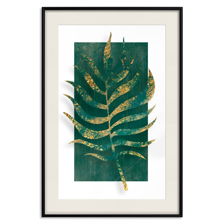 Wall Poster Exclusive Nature - composition on white with emerald-golden leaf 117567 additionalImage 26