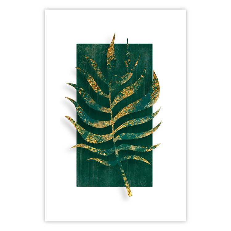 Wall Poster Exclusive Nature - composition on white with emerald-golden leaf 117567 additionalImage 18