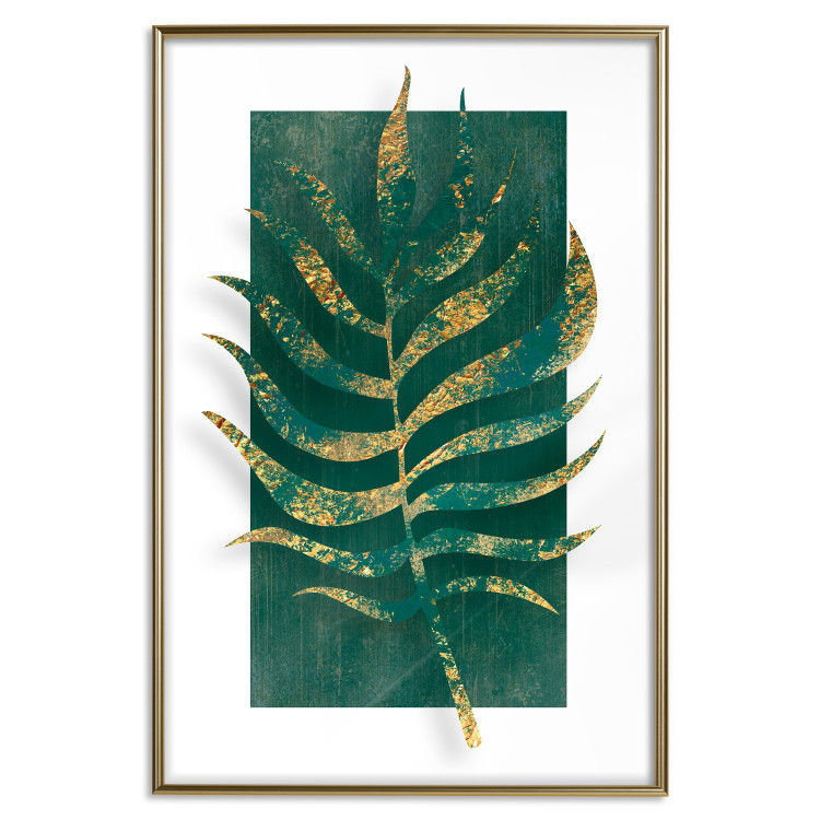 Wall Poster Exclusive Nature - composition on white with emerald-golden leaf 117567 additionalImage 16