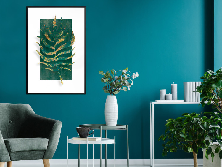 Wall Poster Exclusive Nature - composition on white with emerald-golden leaf 117567 additionalImage 4