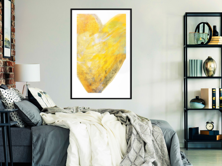 Poster Sunny Heart - abstraction with a love symbol in shades of yellow 117767 additionalImage 4
