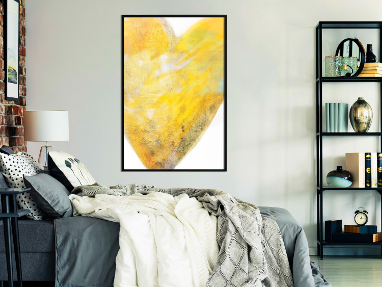 Poster Sunny Heart - abstraction with a love symbol in shades of yellow 117767 additionalImage 5