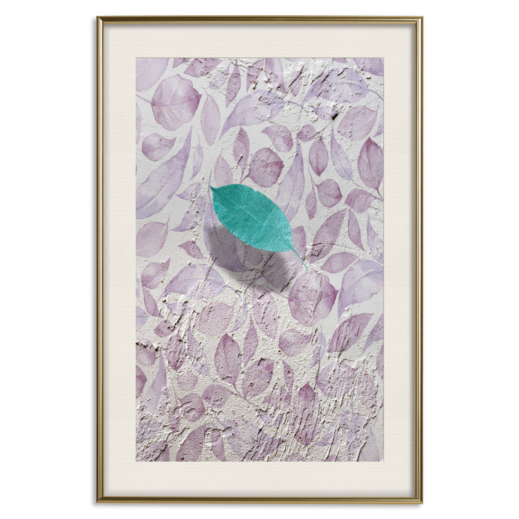 Poster Whisper of Space - turquoise-pink botanical composition with leaves 118267 additionalImage 19