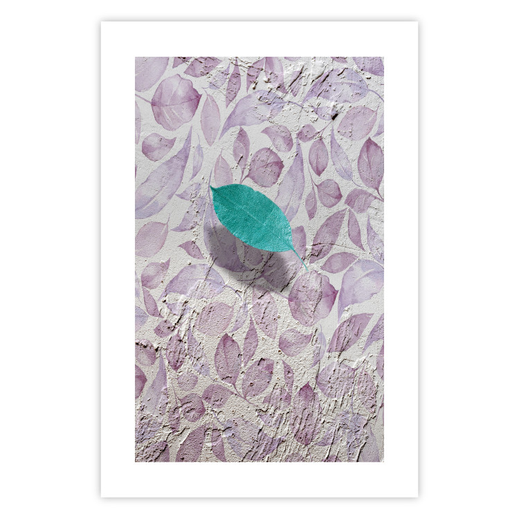 Poster Whisper of Space - turquoise-pink botanical composition with leaves 118267 additionalImage 19