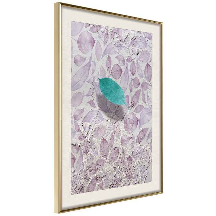 Poster Whisper of Space - turquoise-pink botanical composition with leaves 118267 additionalImage 2