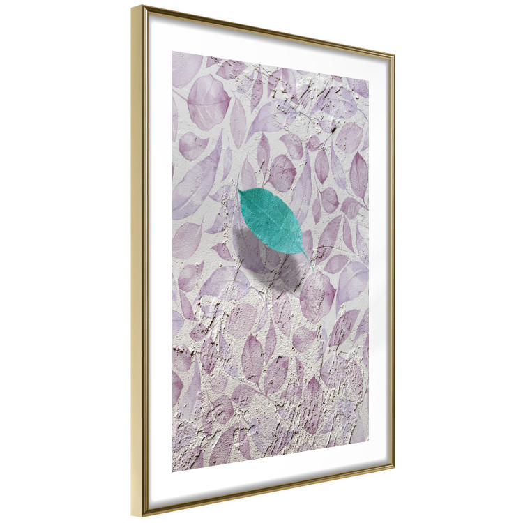 Poster Whisper of Space - turquoise-pink botanical composition with leaves 118267 additionalImage 7