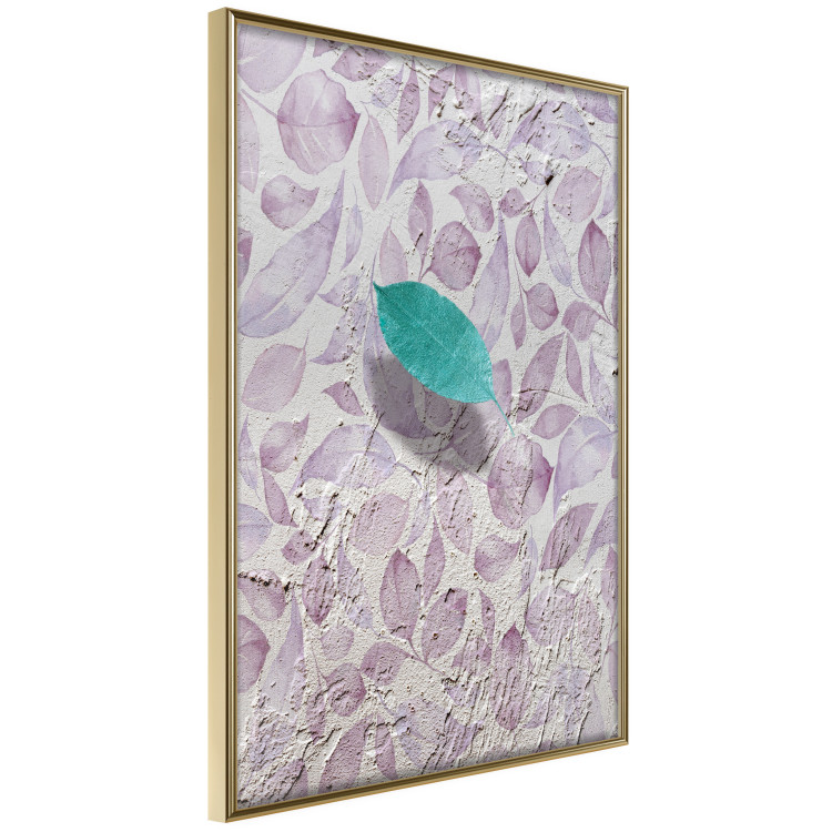 Poster Whisper of Space - turquoise-pink botanical composition with leaves 118267 additionalImage 13