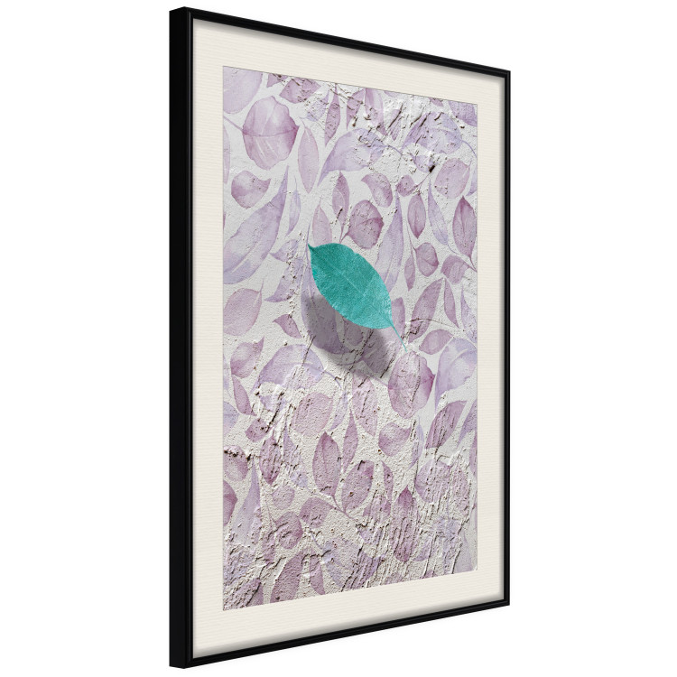 Poster Whisper of Space - turquoise-pink botanical composition with leaves 118267 additionalImage 3