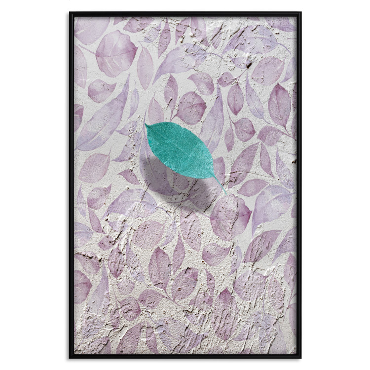 Poster Whisper of Space - turquoise-pink botanical composition with leaves 118267 additionalImage 24