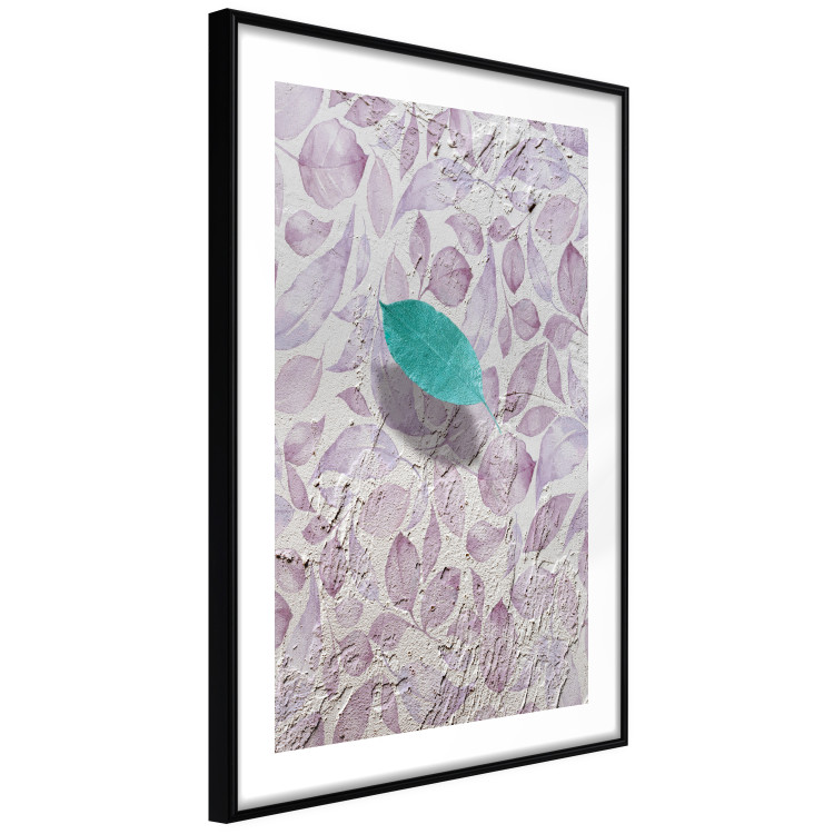 Poster Whisper of Space - turquoise-pink botanical composition with leaves 118267 additionalImage 10