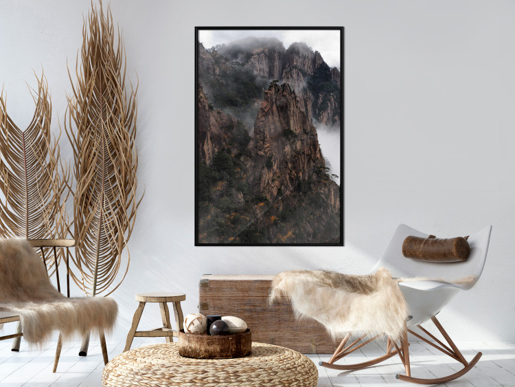 Poster High Mountains - landscape with a view of mountain peaks in dense fog 118467 additionalImage 3