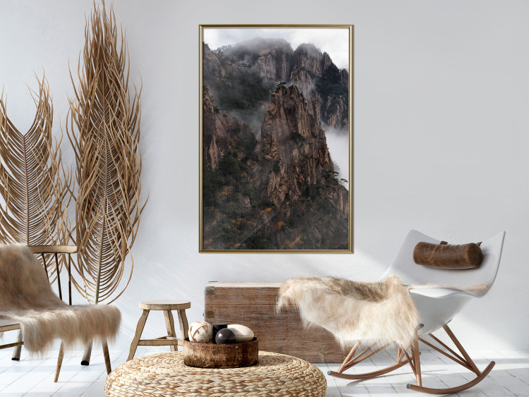 Poster High Mountains - landscape with a view of mountain peaks in dense fog 118467 additionalImage 5