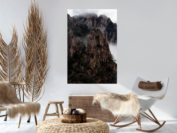 Poster High Mountains - landscape with a view of mountain peaks in dense fog 118467 additionalImage 17