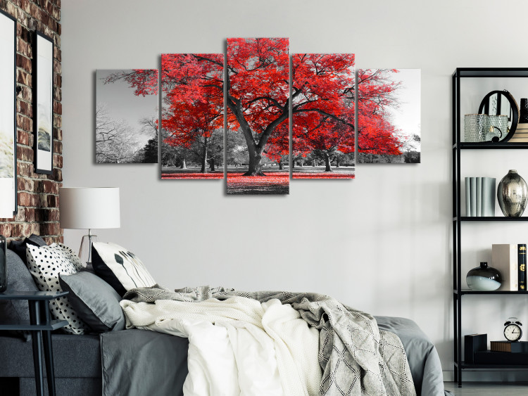 Canvas Print Autumn in the Park (5 Parts) Wide Red 122767 additionalImage 3